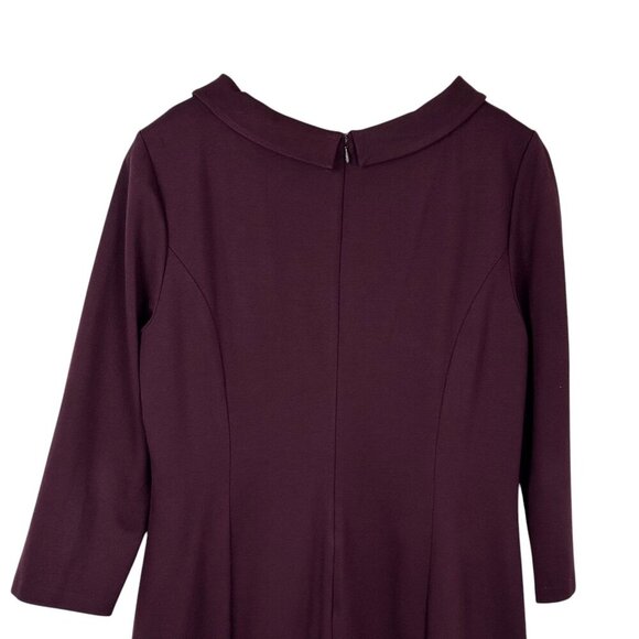 Talbots Career Midi Dress Plum High Neck Sheath 50s Modest Professional Size 12 - Picture 5 of 9